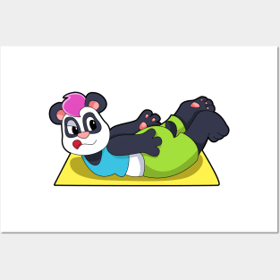 Panda at Yoga on Yoga mat Posters and Art